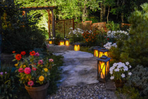 Beautifully designed unique landscaping in Ohio with vibrant flowers